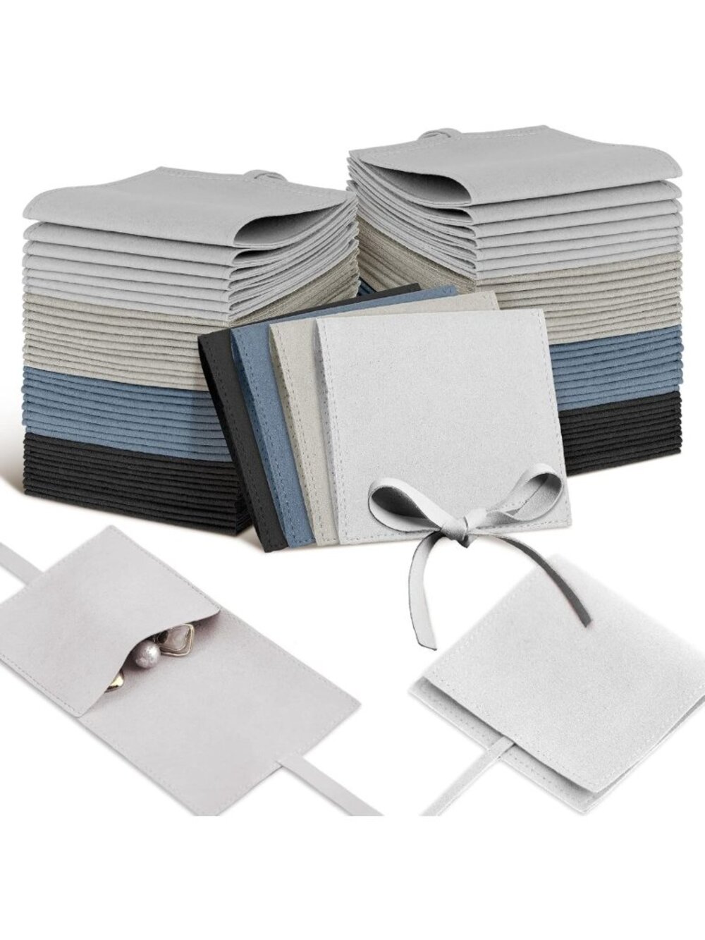 40 Pcs Microfiber Jewelry Pouches - Luxury Gift Bags for Bracelets & Necklaces